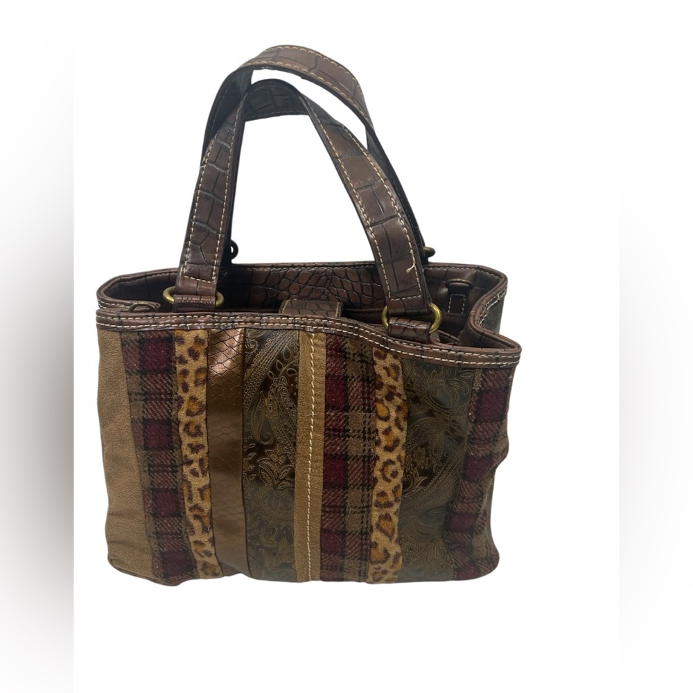 Kim Rogers Canvas Animal Print Brown Tortoise Hobo Bag Purse